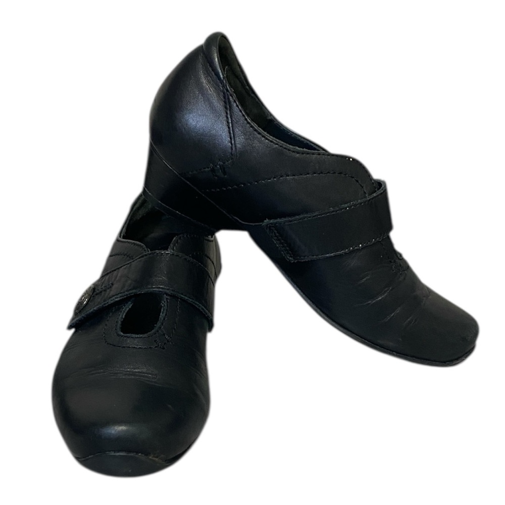 Ziera‎ Black Leather Mary Jane Wedge Comfort Shoes Size 35
